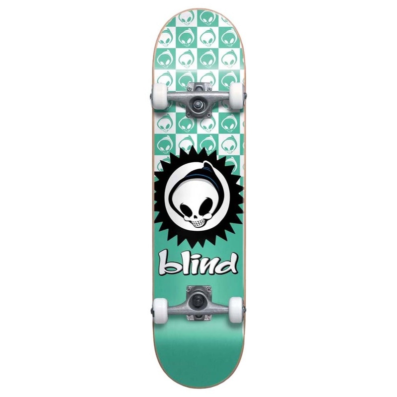 Blind Checkered Reaper Youth First Push Soft Wheels Teal 7.375 Complete Skateboard TEAL 7.375