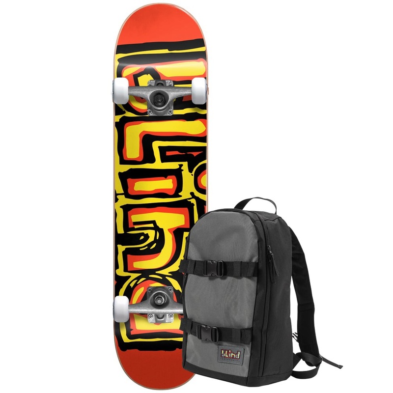 Blind Matte OG Logo Bright Red 7.75 First Push Premium Complete Skateboard w/ Backpack Bright Red 7.75