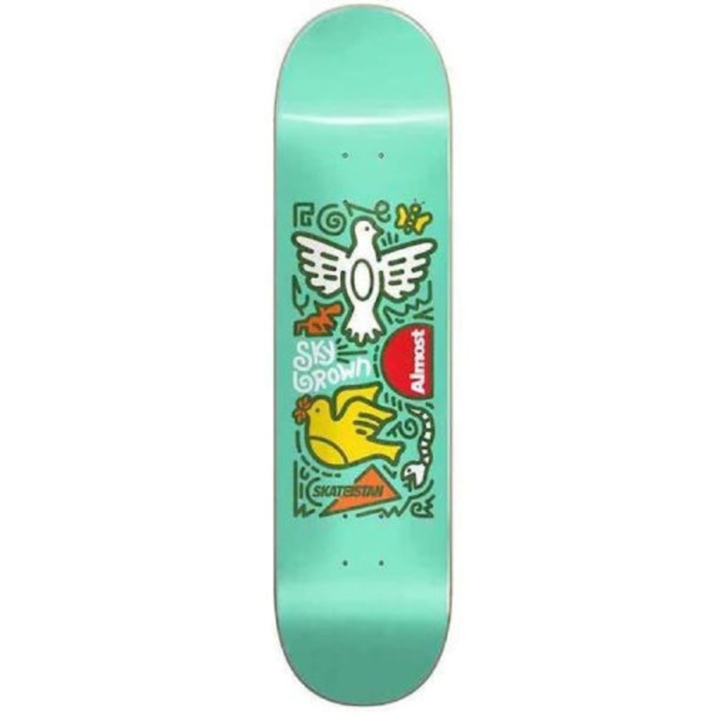 Almost Skateistan Sky Brown Sky Doodle Mint Skateboard Deck 7.75″ 7.75″
