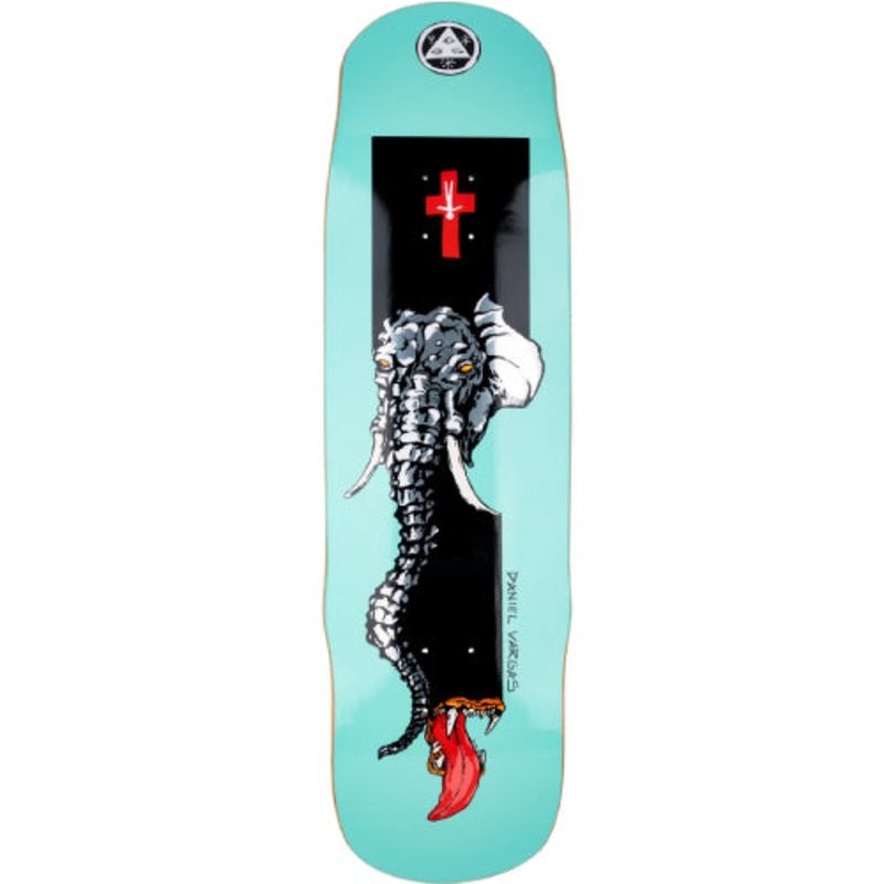 Welcome Daniel Vargas Tusk on Efigy Teal Shaped Skateboard Deck 8.8″ 8.8″