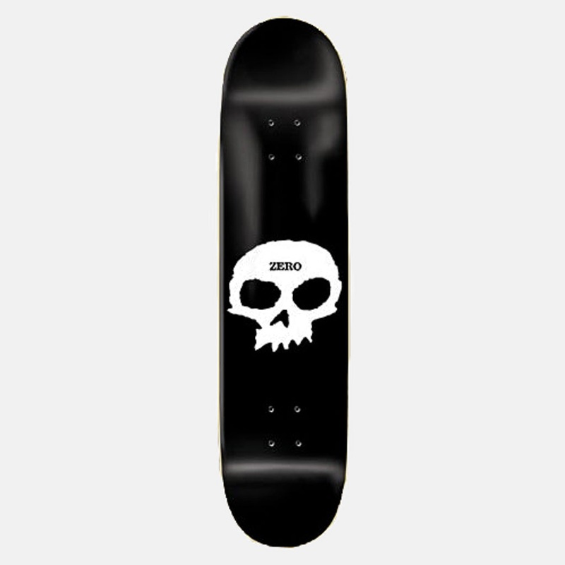 Zero Skateboards – 8.0″ Single Skull Skateboard Deck – Black / White