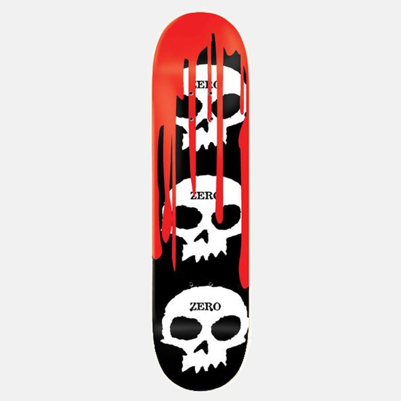Zero Skateboards – 8.25″ 3 Skull Blood Skateboard Deck – Black / White / Red