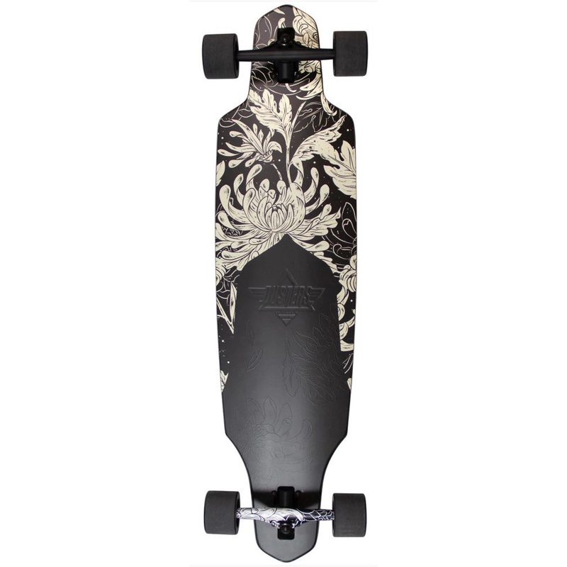 Dusters Channel Blooming Black, White Longboard Complete 38″