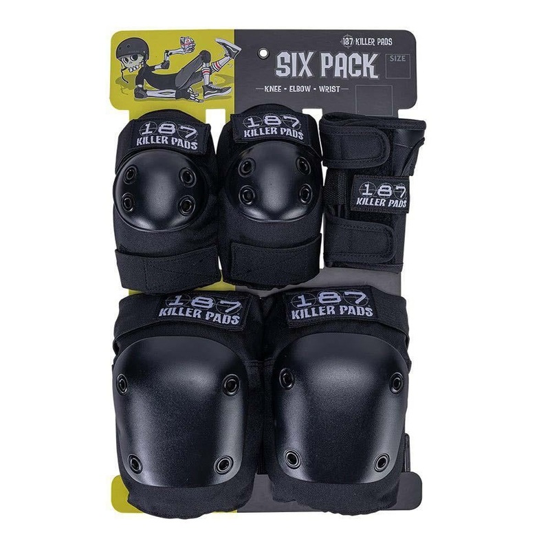 187 Killer Pads Adult Six Pack Set Knee Elbow Wrist Guards Black ADULT X-SMALL