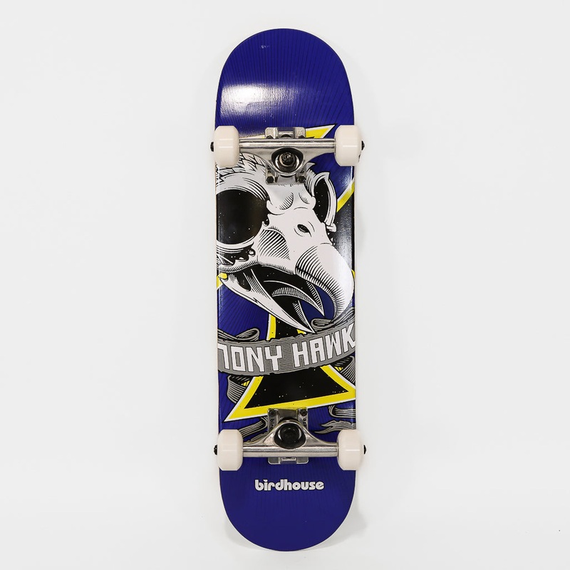 Birdhouse Skateboards – KIDS 7.25″ Oversized Skull Mini Complete Skateboard (Blue)