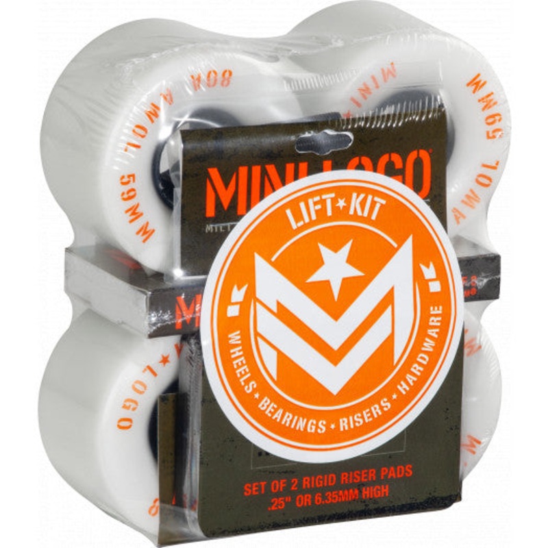 Mini Logo AWOL Lift Kit – Skateboard Wheels, Bearings, Risers and Hardware Set White 63MM 80A 63mm