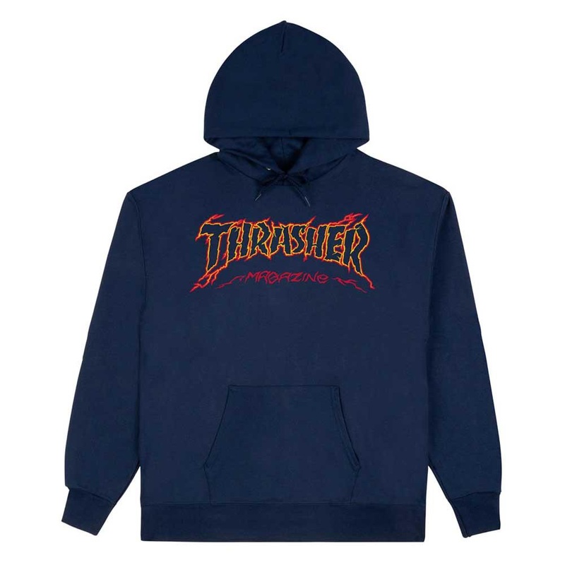 Thrasher Cracked By ExTeenager Hooded Sweatshirt Navy MEDIUM