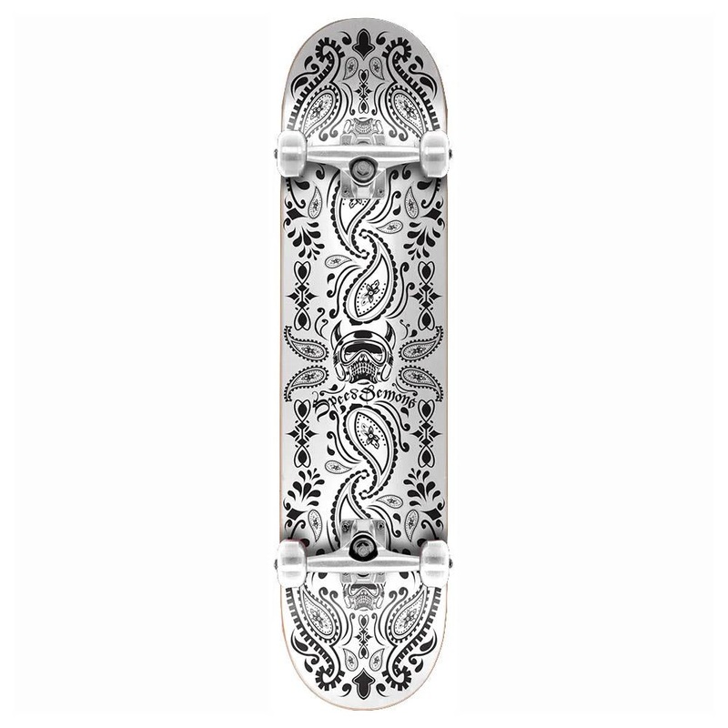 Speed Demons Bandana Factory Complete Skateboard Black White 8″