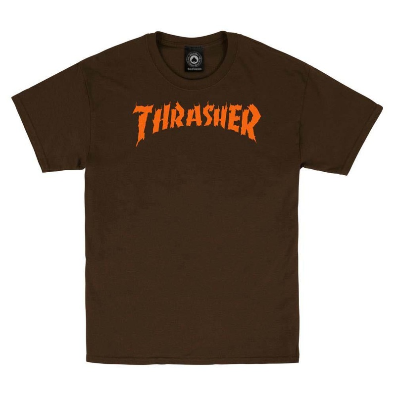 Thrasher Magazine T-Shirt Burn it Down Dark Chocolate MEDIUM