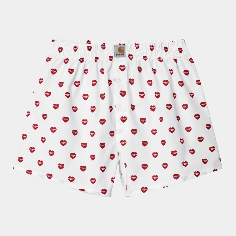 Carhartt WIP – Cotton Heart Print Boxers – White Small