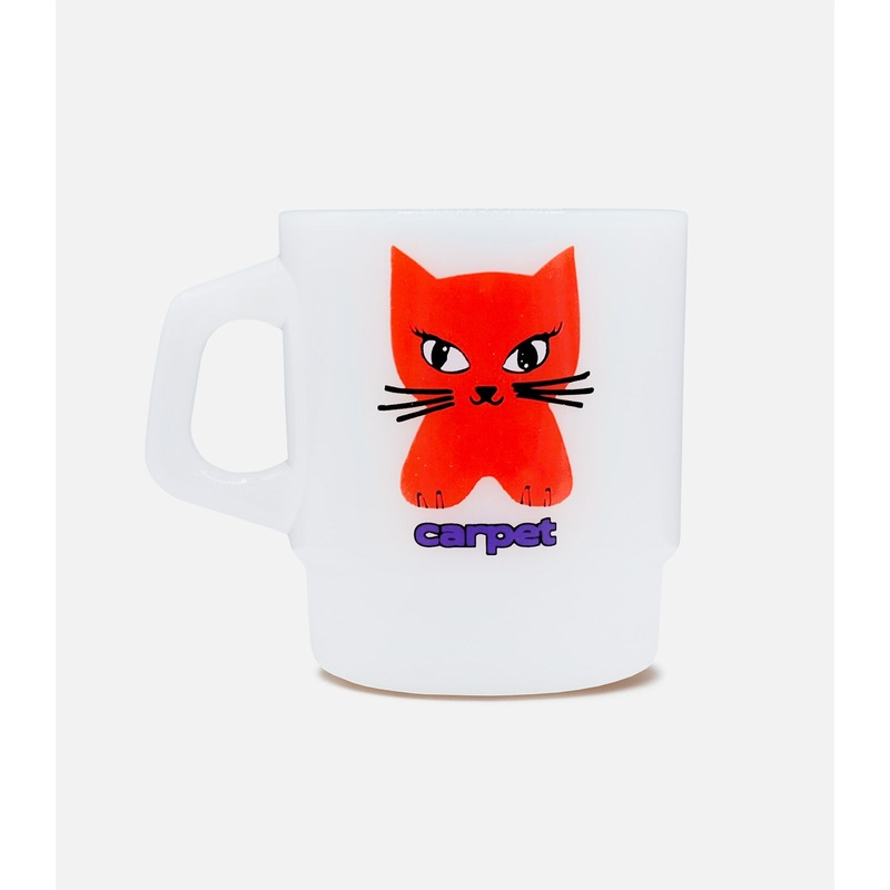 Carpet Cat Milk Glass Mug Red