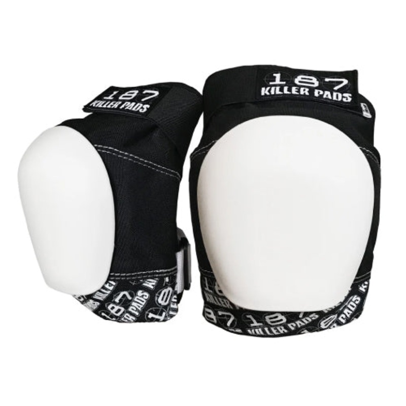 187 Killer Pads Pro Knee Pad Set – Black with White Caps Small