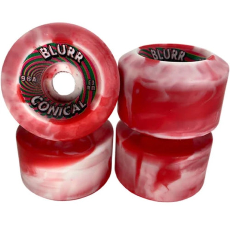 Vision Blurr Conicals Wheels 60MM 96A 60mm Red/White Swirl