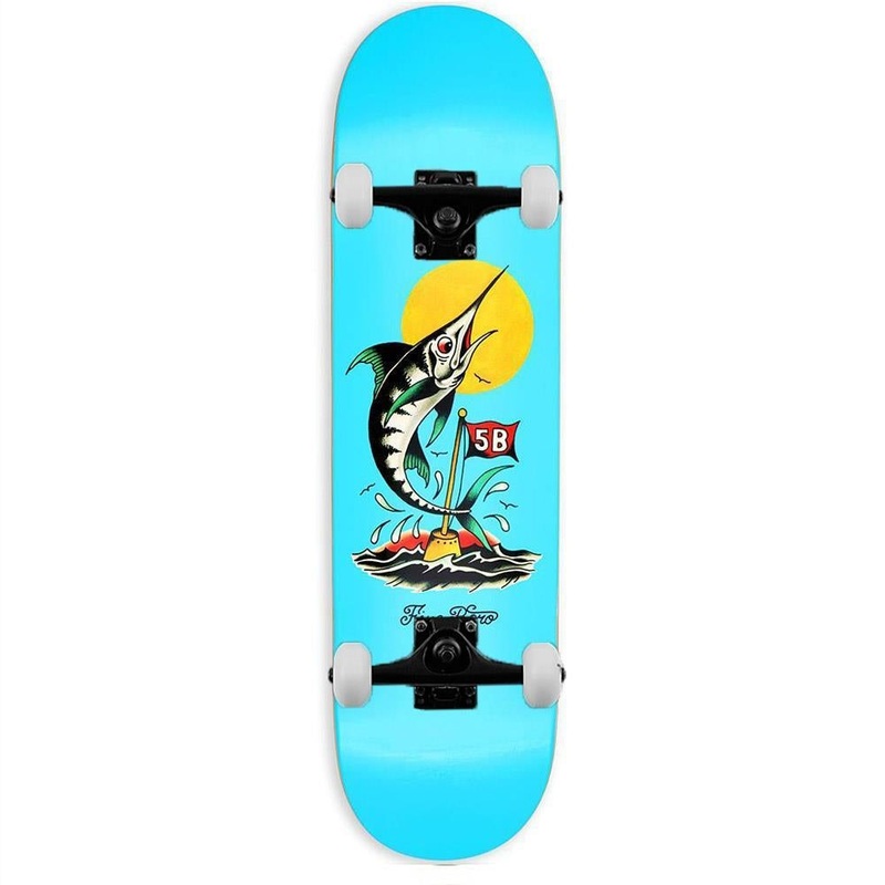 5 Boro Fish Series Manhattan Marlin Complete Skateboard Blue 8″