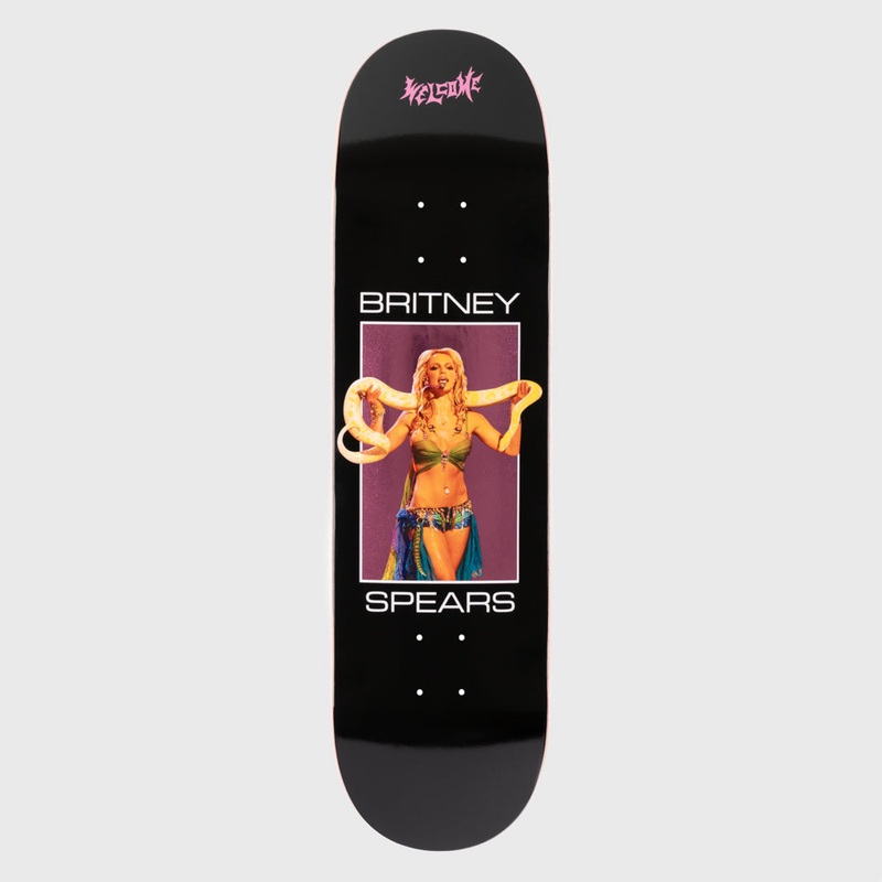 Welcome Skateboards – 8.5″ Britney Spears Snake Skateboard Deck – Black / Pink Foil