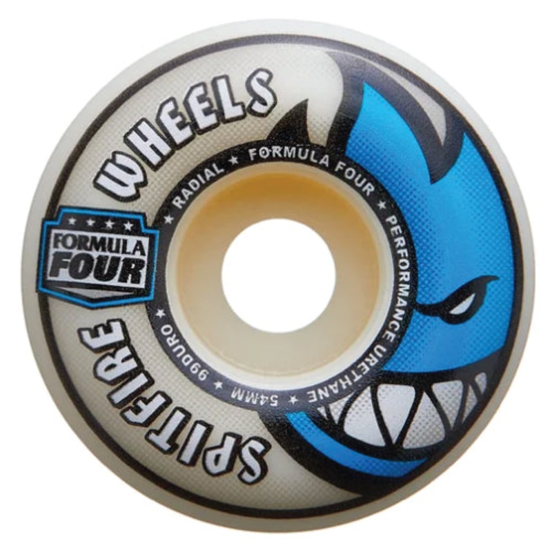 Spitfire F4 Radial Wheels Natural/Blue 54MM 99D 54mm