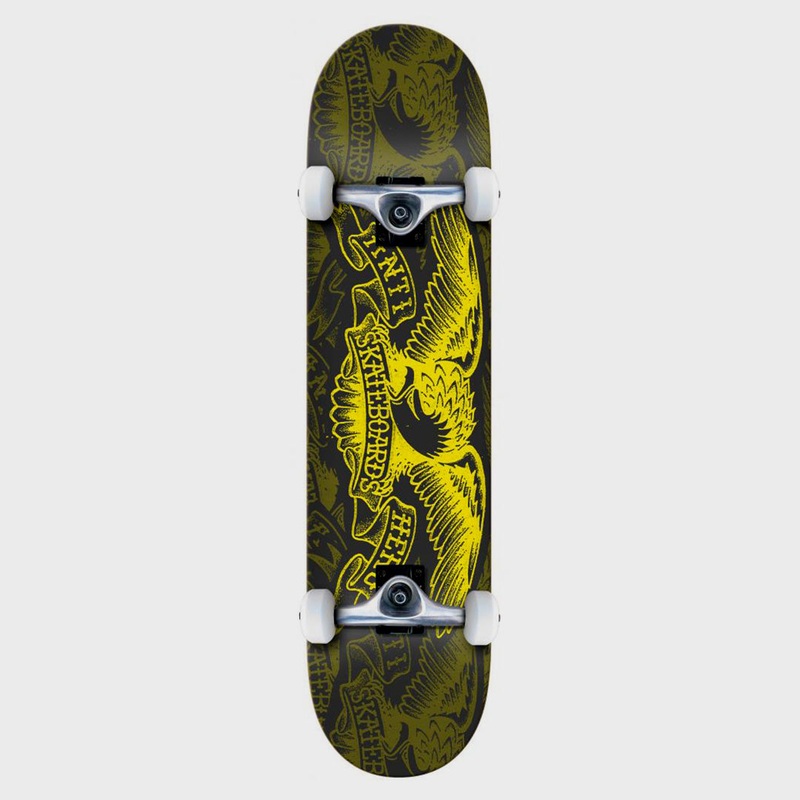 Anti Hero Skateboards – 7.75″ Repeater Eagle Complete Skateboard – Black / Yellow