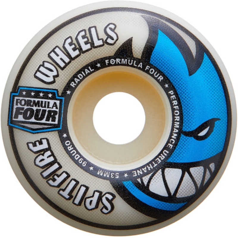Spitfire F4 Radial Wheels Natural/Blue 53MM 99D 53mm