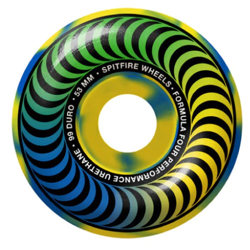 Spitfire F4 Classic Swirled Wheels Blue/Green/Yellow 53MM 99D 53mm
