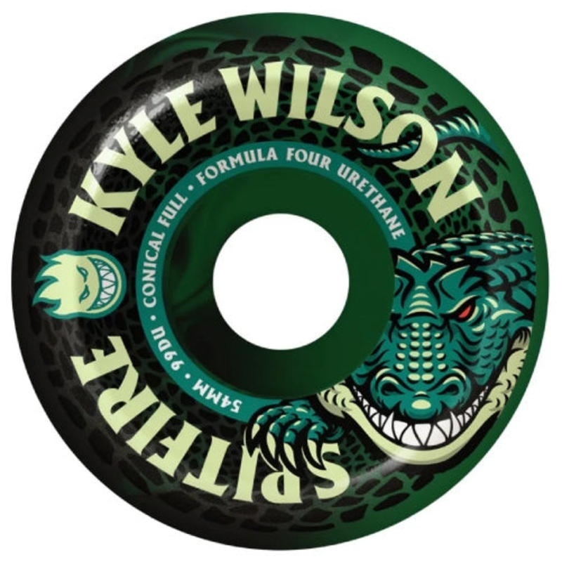 Spitfire F4 Conical Full Kyle Wilson Death Roll Wheels Black/Green Swirl 54MM 99D 54mm