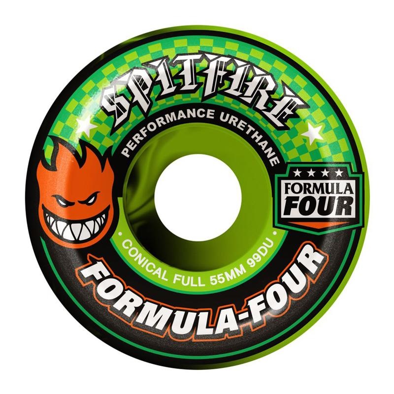 Spitfire Formula Four Conical Full Swirl Green/Black Wheels 53MM 99D
