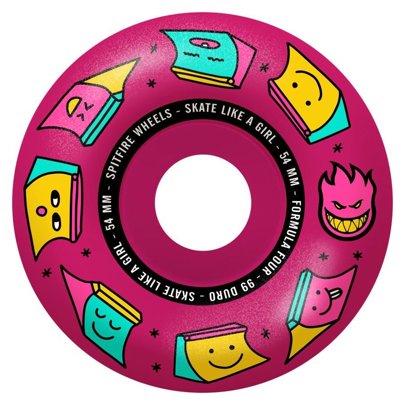 Spitfire Formula Four Radial Skate Like a Girl Pink Wheels 54MM 99D 54mm
