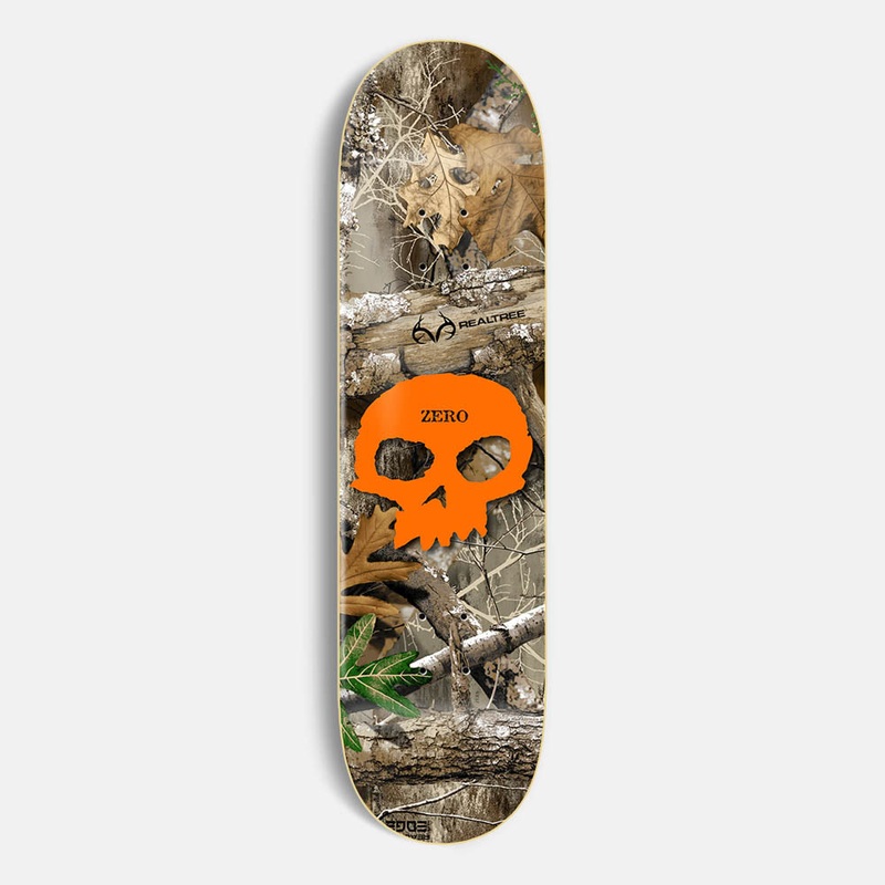 Zero Skateboards – 8.25″ Realtree Single Skull Orange Skateboard Deck