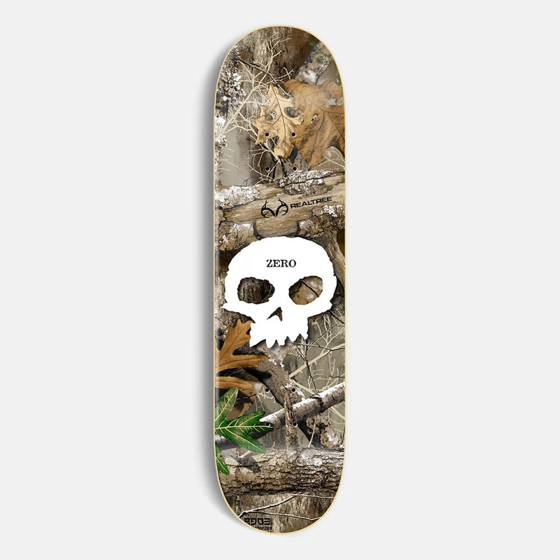 Zero Skateboards – 8.5″ Realtree Single Skull White Skateboard Deck