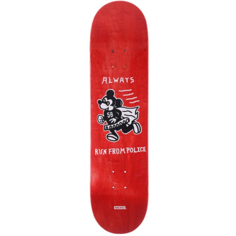 5Boro Always Run From Police Red Skateboard Deck 8.0″ 8.0″