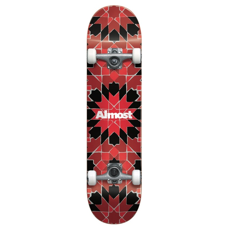 Tile Pattern First Push 7.75 Skateboard Complete RED 7.75
