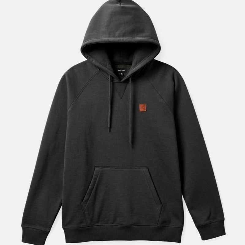 BRIXTON BUILDERS FLEECE HOOD WASHED BLACK MEDIUM
