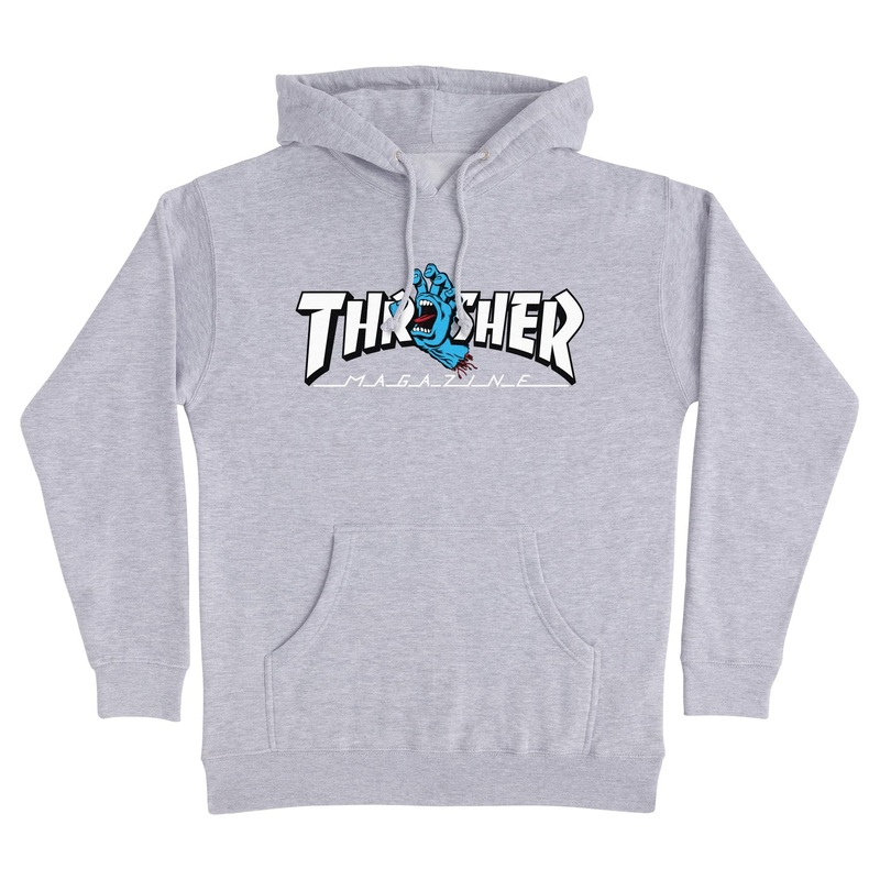 SANTA CRUZ X THRASHER SCREAMING LOGO HOOD HEATHER GREY SMALL