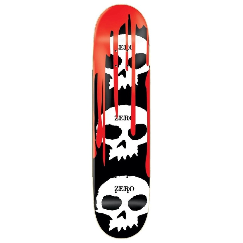 Zero 3 Skulls w/Blood Skateboard Deck – Black/White/Red 7.25″