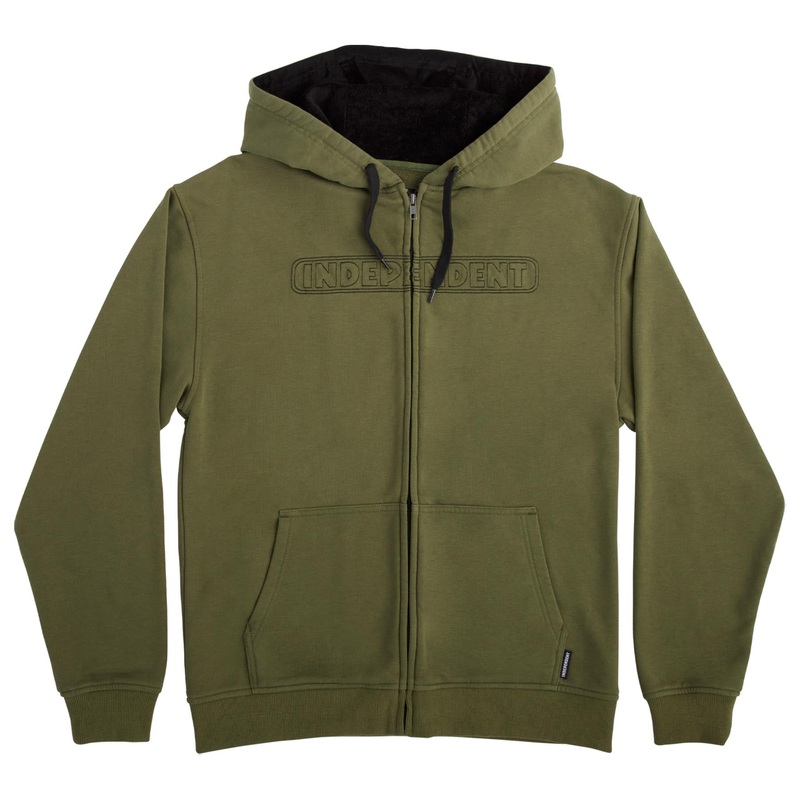 INDEPENDENT ZIP HOOD BAR STITCH OLIVE MEDIUM