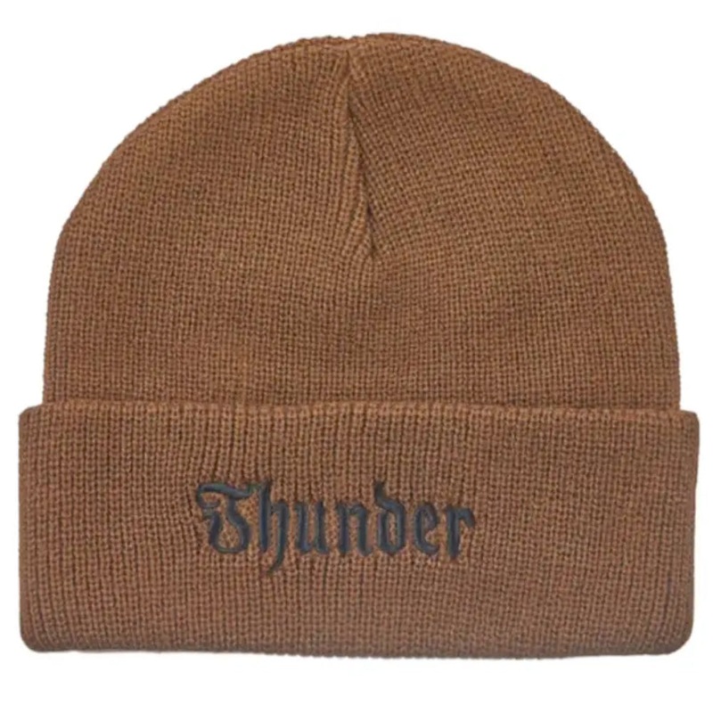 Thunder Script Brown Cuff Beanie Brown
