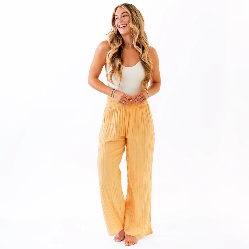 Lotus and Luna Wide Leg Cotton Pant Sunrise Small