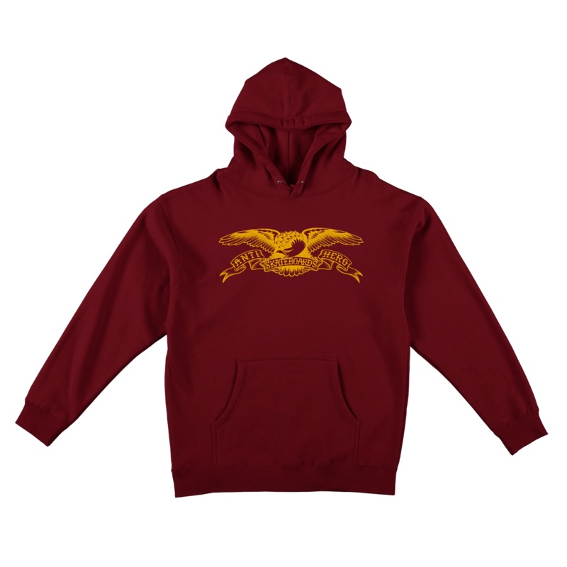 ANTIHERO BASIC EAGLE PULLOVER HOOD MAROON/GOLD SMALL