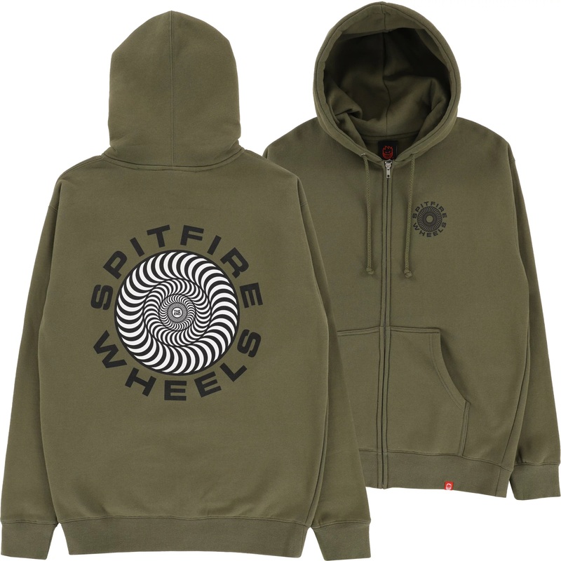 SPITFIRE CLASSIC ’87 SWIRL FILL ZIP HOOD ARMY MEDIUM