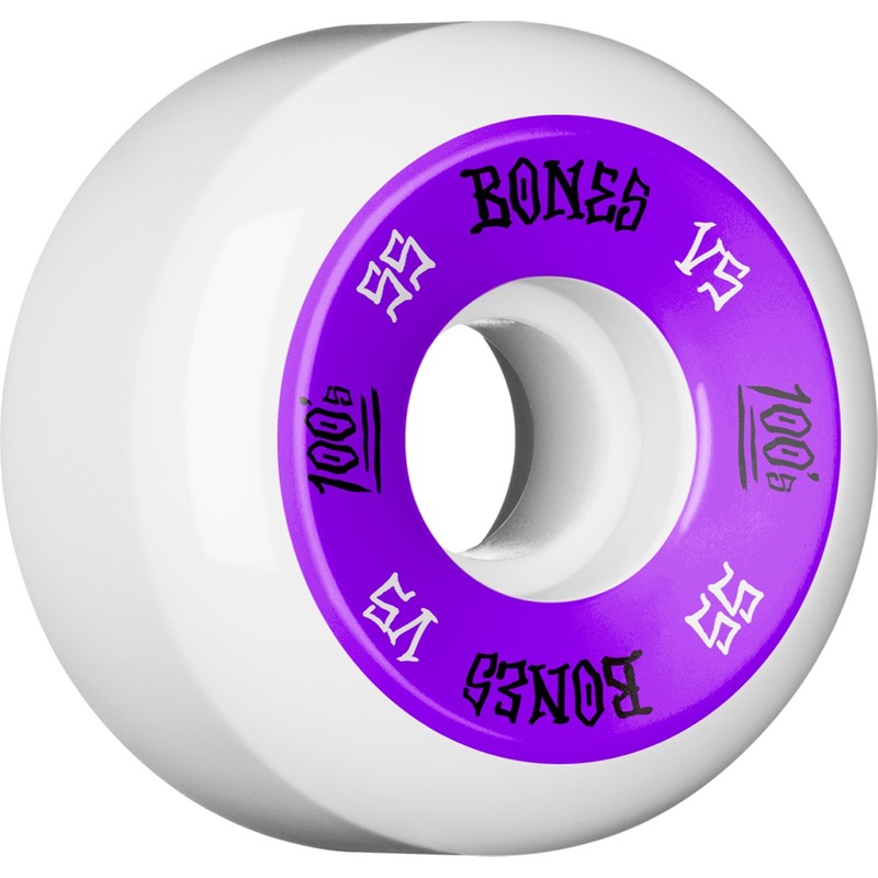 Bones 100 #1 Skateboard Wheels White OG Formula V5 55mm(Purple)