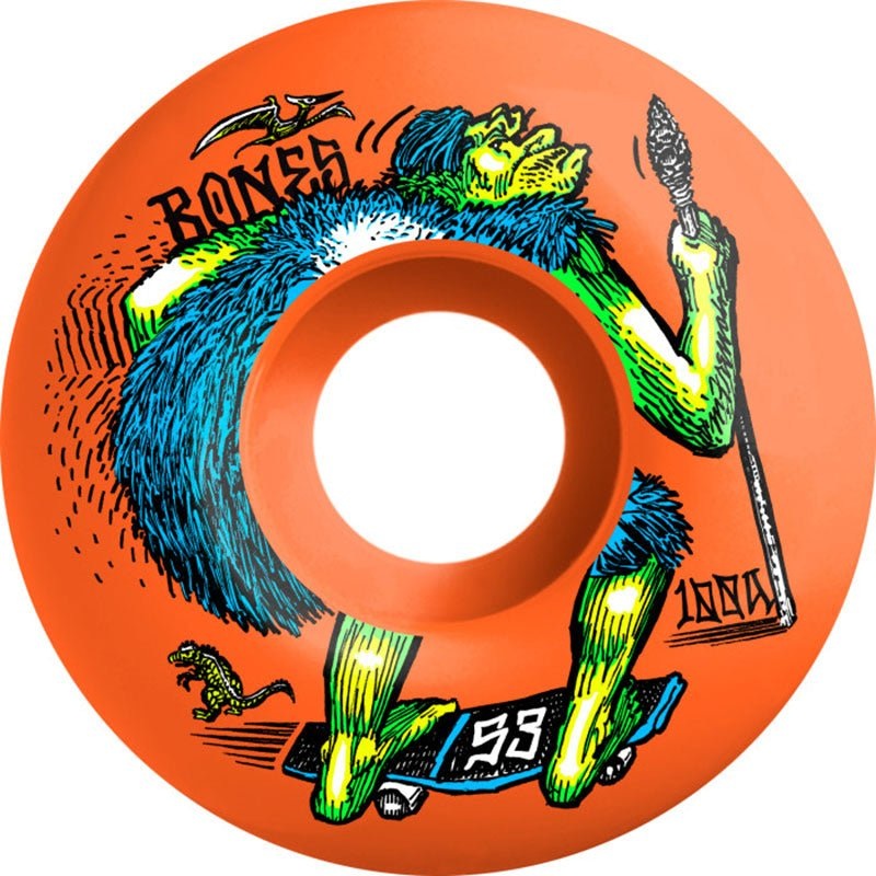 Bones 53mm 100a  OG Formula NEONderthal V4 Wide Orange Skateboard Wheels 4pk