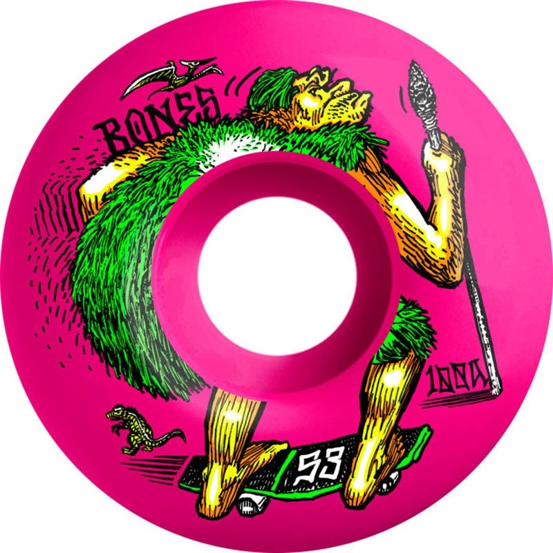 Bones 53mm 100a OG Formula NEONderthal V4 Wide Pink Skateboard Wheels 4pk