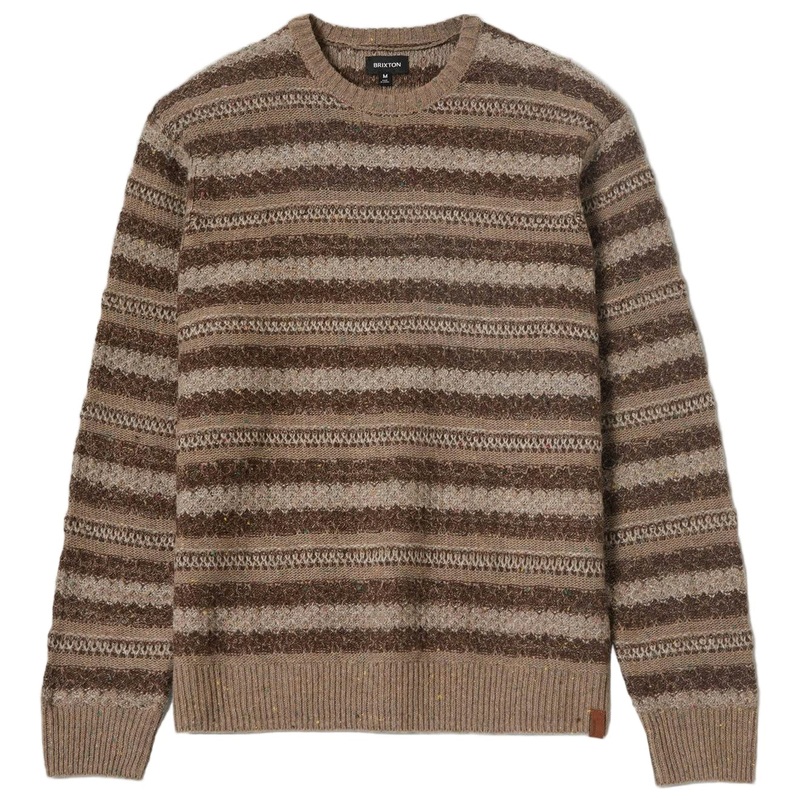 BRIXTON MIDNIGHT CREW SWEATER MULTI NEUTRAL STRIPE SMALL