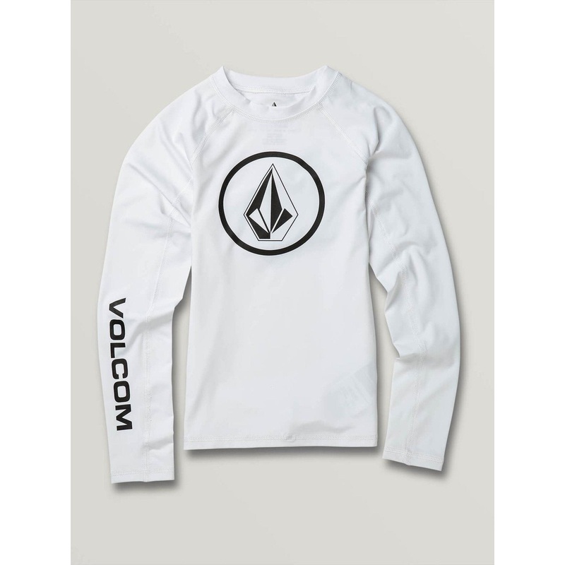 Lido Solid Long Sleeve Raglan Rashguard (Boys 7-14) SM WHITE (WHT)