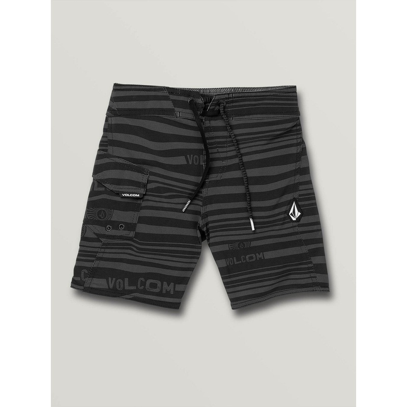 Logo Stripe Mod 13″ Boardshorts (Boys 2-7) 2T BLACK (BLK)