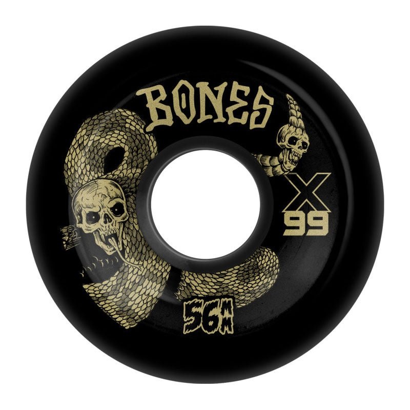 BONES WHEELS 56mm 99A X-Formula Death Venom  V6 Wide-Cut Black Skateboard Wheels 4pk