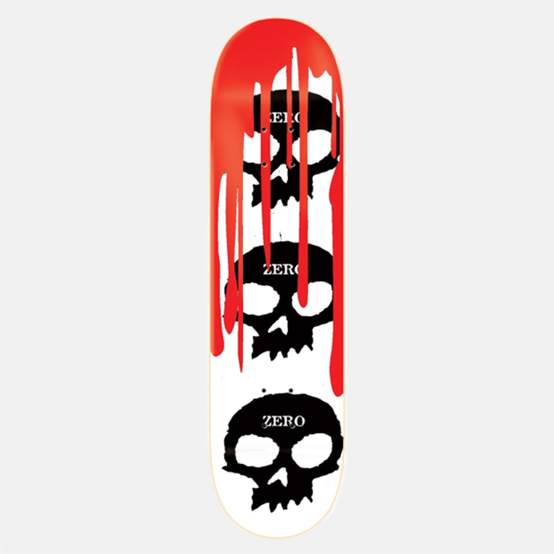 Zero Skateboards – 8.125″ 3 Skull Blood Skateboard Deck – White / Black / Red