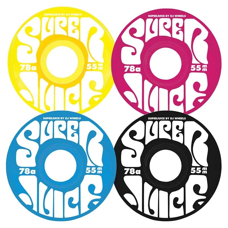 OJ 55mm 78a Mini Super Juice CMYK Mix Up Skateboard Wheels 4pk