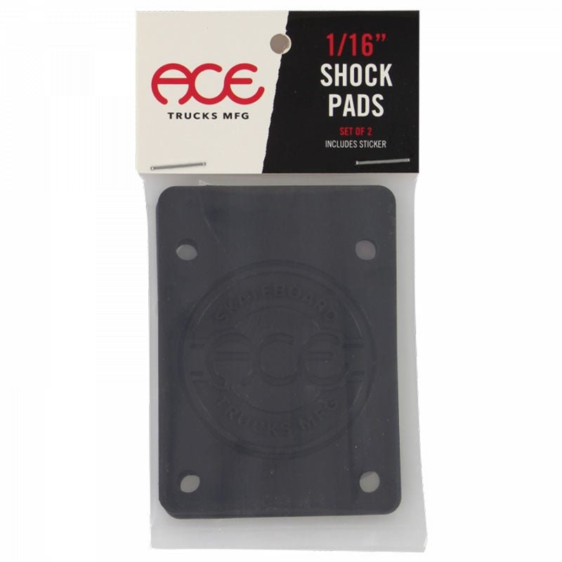 ACE Trucks 1/16″ Shock Pads Black Skateboard Risers 2pk