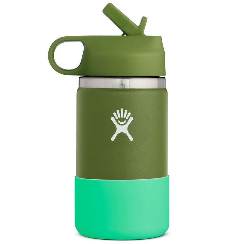 12oz Wide Mouth With Straw Lid & Boot Olive Bottle (Kids) 12OZ OLIVE