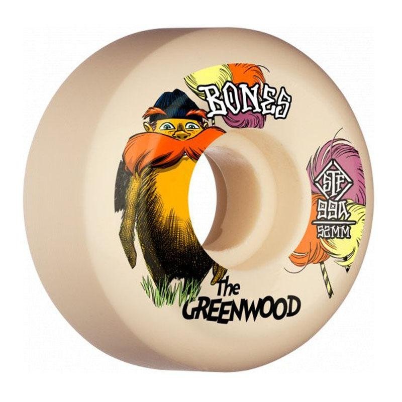 Bones 52mm 99a PRO STF The Greenwood V5 Sidecut Skateboard Wheels 4pk